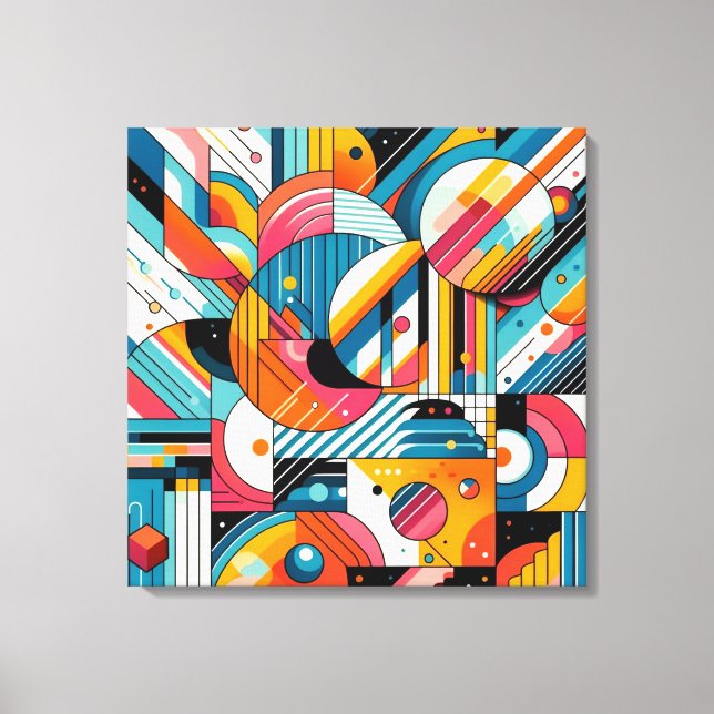 Stretch Canvas Print - Colorful Geometric Art (Front)