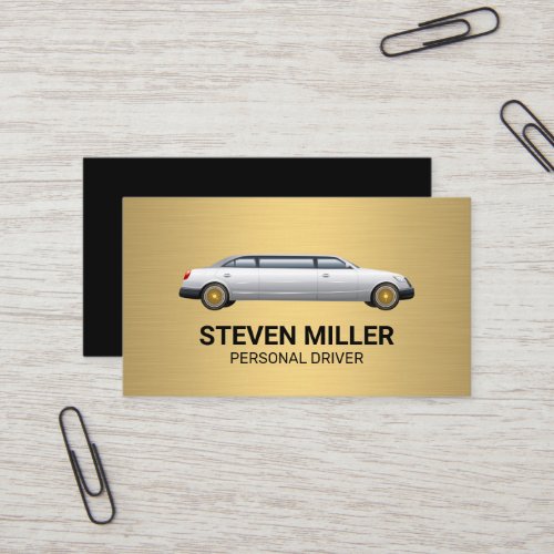 Stretch Limo  Gold Metal Business Card