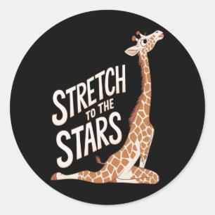 Stretch Toward The Galaxy Positive Yoga Giraffe Hu Classic Round Sticker