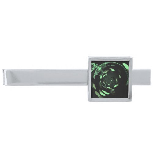 Stretched Bokeh X_Ray Skeleton _ Green Silver Finish Tie Bar