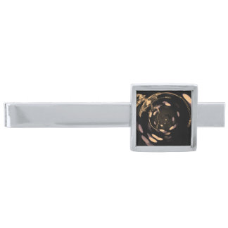 Stretched Bokeh X-Ray Skeleton - Orange Silver Finish Tie Bar