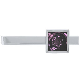 Stretched Bokeh X-Ray Skeleton - Pink Silver Finish Tie Bar