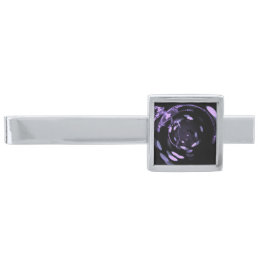 Stretched Bokeh X-Ray Skeleton - Purple  Silver Finish Tie Bar