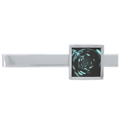 Stretched Bokeh X_Ray Skeleton _ Teal Silver Finish Tie Bar