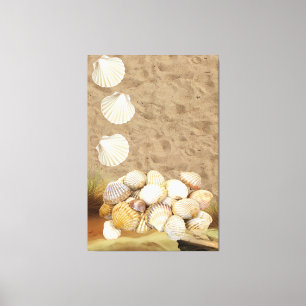 Stretched Canvas Print Beach Clams Sand