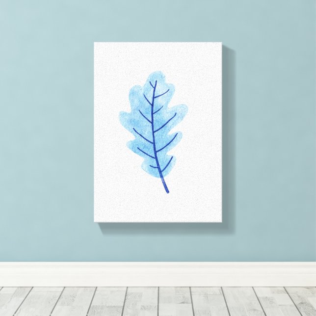 Stretched Canvas Print Beautiful Blue Leaf (Insitu(Wood Floor))