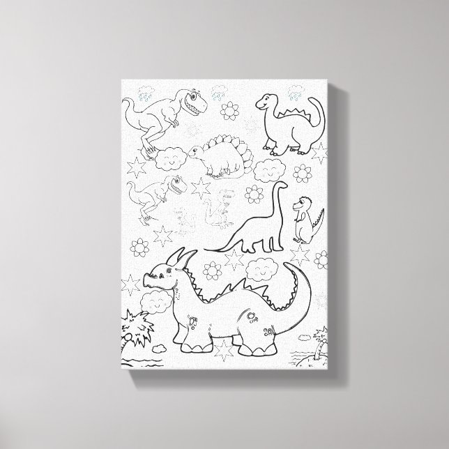 Stretched Canvas Print Coloring Dinosaurs (Front)