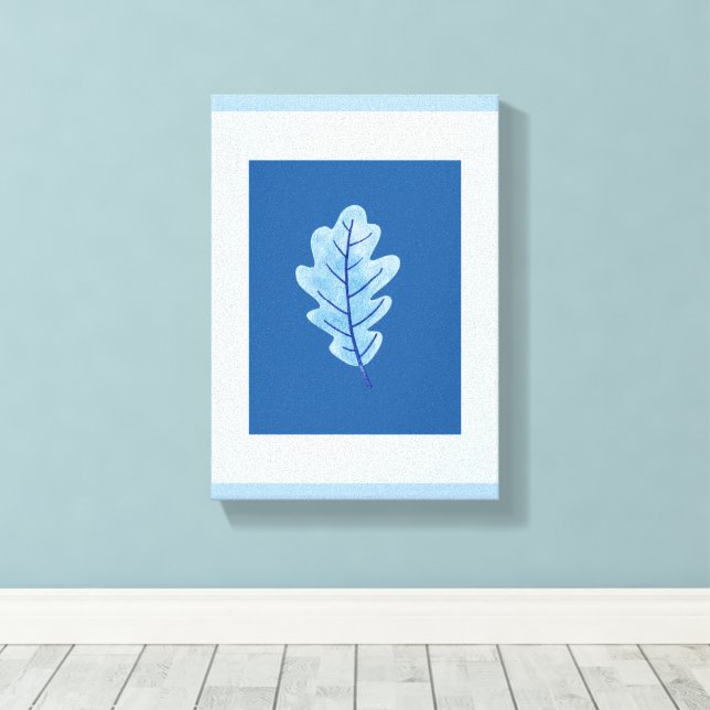 Stretched Canvas Print Dark Light Blue Leaf (Insitu(Wood Floor))
