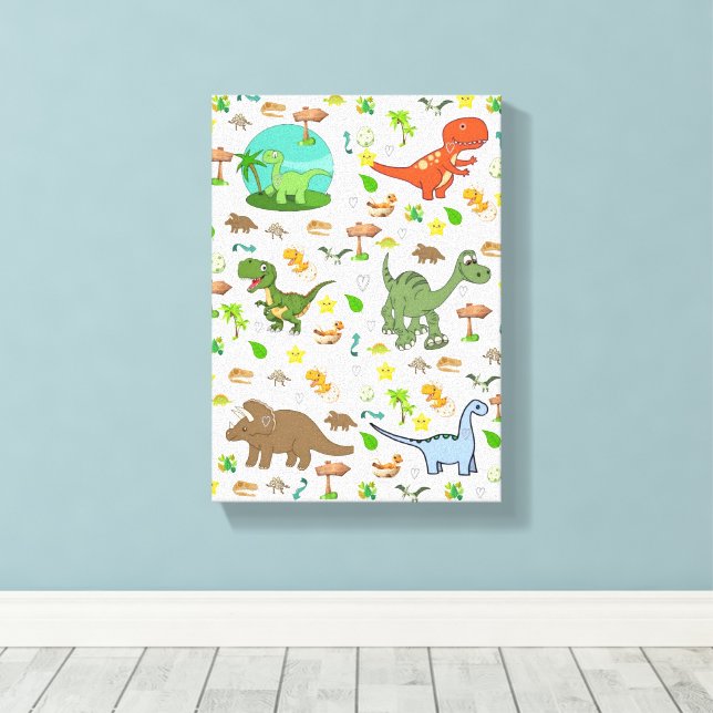 Stretched Canvas Print Dinosaur (Insitu(Wood Floor))
