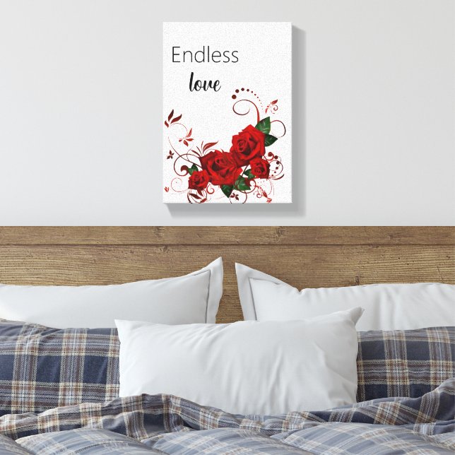 Stretched Canvas Print Endless Love Red Roses  (Insitu(Bedroom))