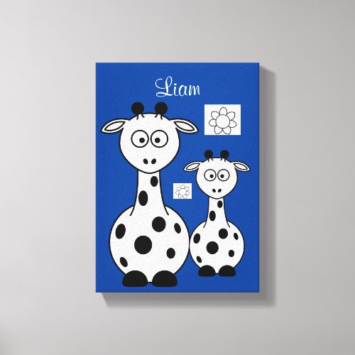 Stretched Canvas Print Giraffe Blue