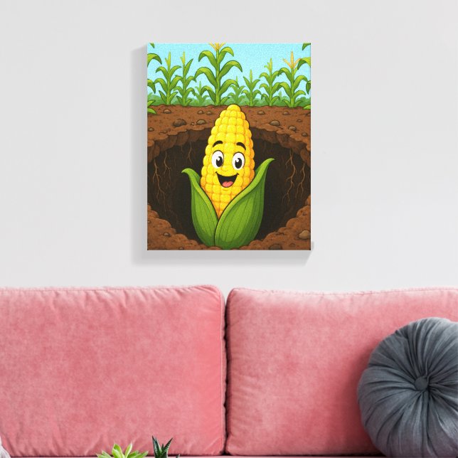Stretched Canvas Print Happy Corn Underground (Insitu(LivingRoom))