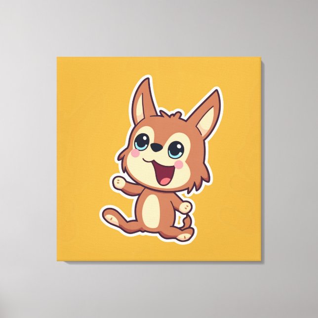 Stretched Canvas Print Happy Hop Doggo (Front)