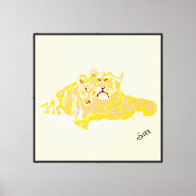 Stretched Canvas Print  Love Of A Lions Cub 