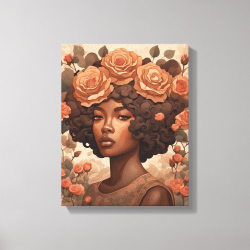 Stretched Canvas Print Peach Roses
