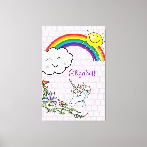 Stretched Canvas Print Rainbow Unicorn