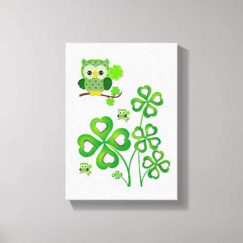 Stretched Canvas Print St Patricks Day Owl