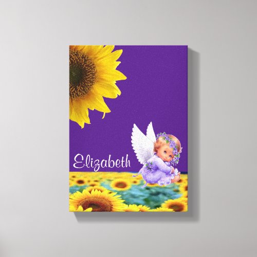 Stretched Canvas Print Sunflower Angel Purple