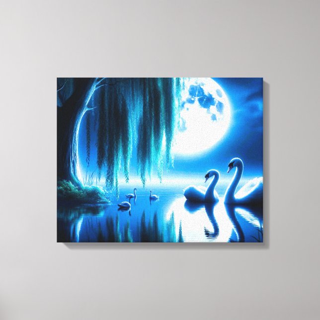 Stretched Canvas Print Swans (Front)
