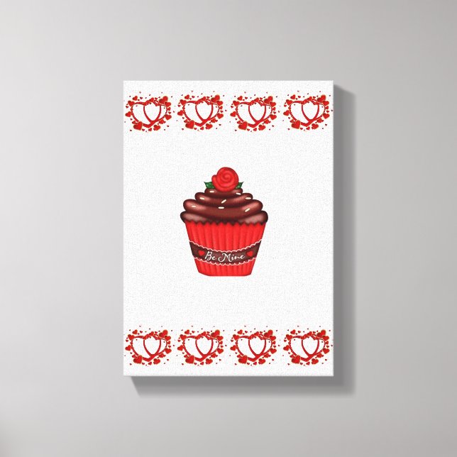 Stretched Canvas Print Valentine's Day Cupcake (Front)