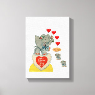 Stretched Canvas Print Valentine's Day Elephant