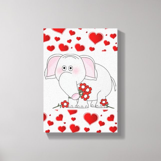 Stretched Canvas Print Valentine's Day Elephant (Front)