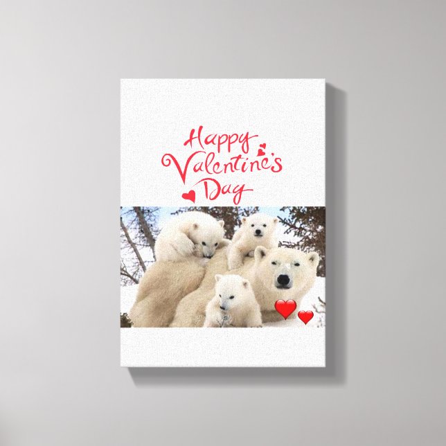Stretched Canvas Print Valentine's Day Polar Bear (Front)