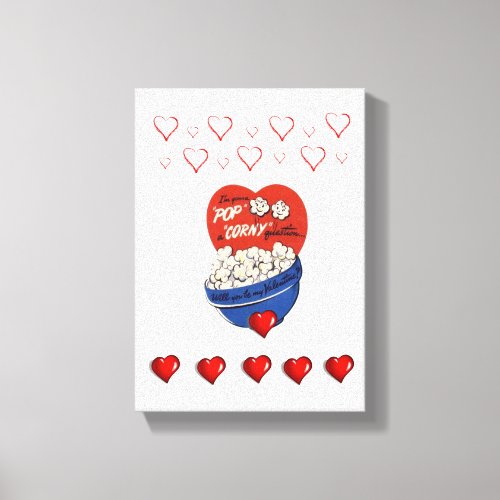Stretched Canvas Print Valentines Day Popcorn