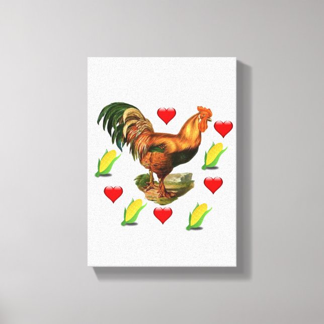 Stretched Canvas Print Valentine's Day Rooster (Front)