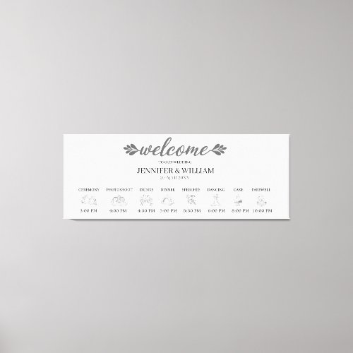 Stretched Canvas Print Wedding Timeline board