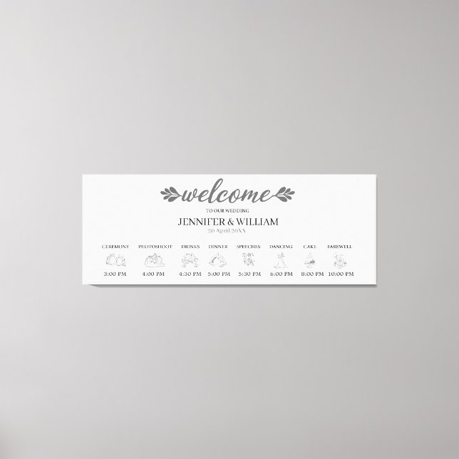Stretched Canvas Print Wedding Timeline board (Front)