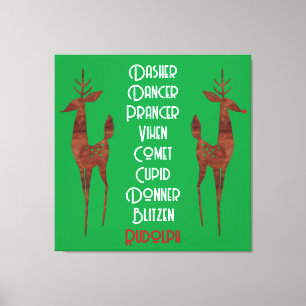 Stretched Canvas - Santa's Reindeer -Rudolph Print