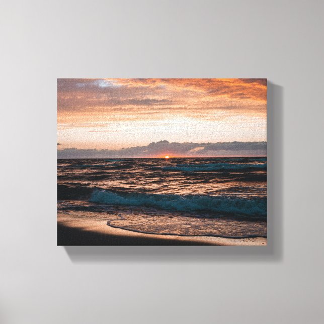 Stretched canvas with beach waves image print (Front)