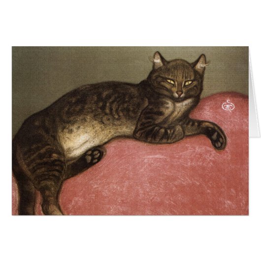 Stretched Cat on Sofa - by Theophile Steinlen Cards (Front Horizontal)