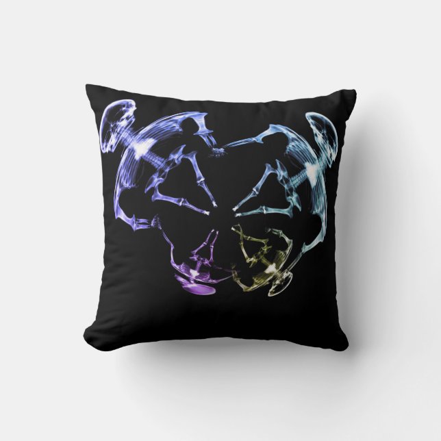 Stretched X-Ray Skeleton Family 2 Throw Pillow (Front)