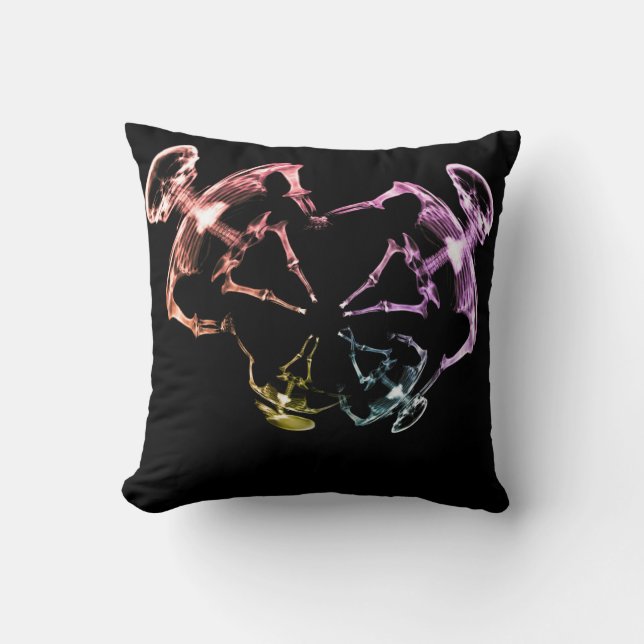 Stretched X-Ray Skeleton Family 3 Throw Pillow (Front)