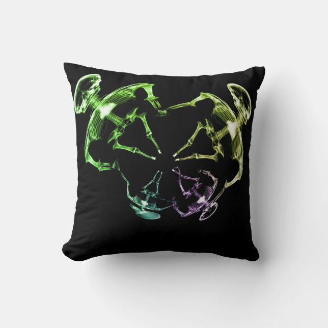 Stretched X-Ray Skeleton Family 4 Throw Pillow (Front)