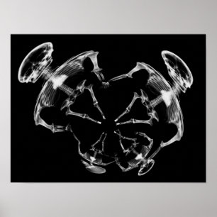 Stretched X-Ray Skeleton Family B&W Poster