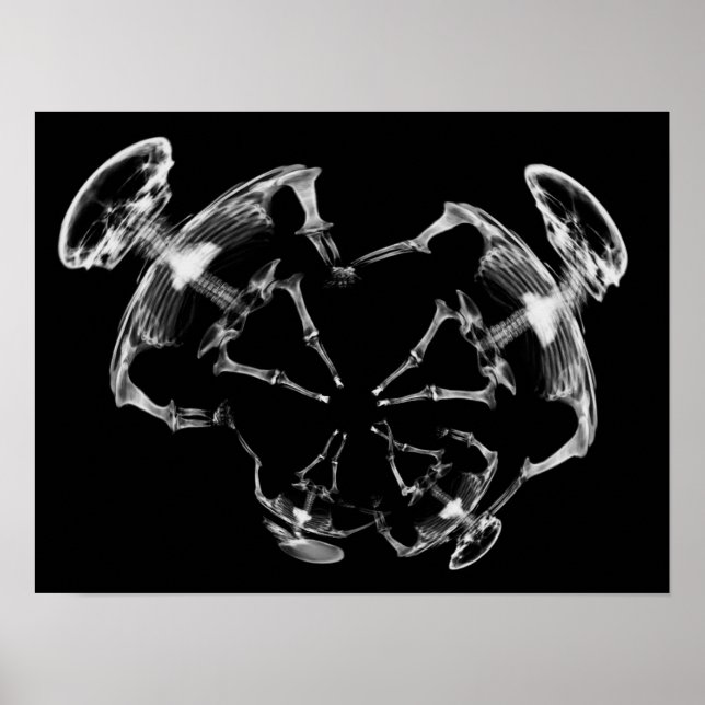 Stretched X-Ray Skeleton Family B&W Poster (Front)
