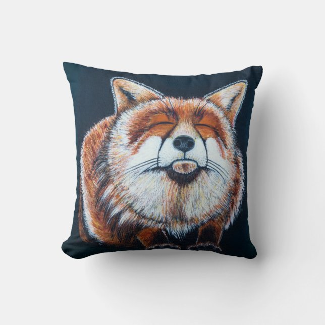 Stretching and Sleeping Fox Throw Pillow (Front)