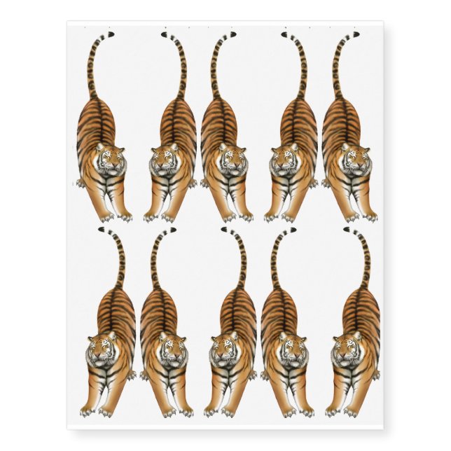 Stretching Bengal Tiger Temporary Tattoo (Front)