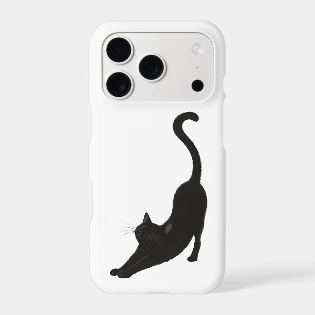 Stretching Black Cat iPhone Case (Back)