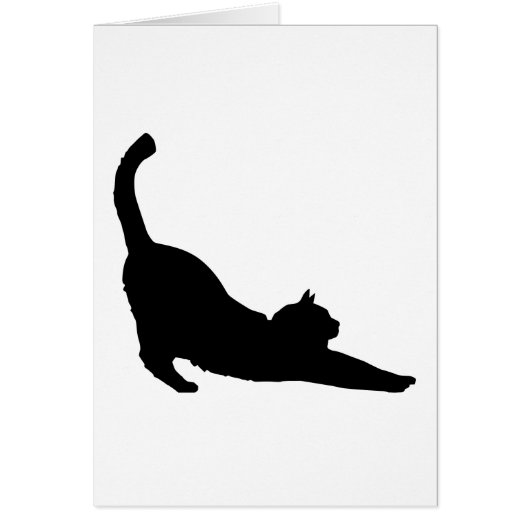 Stretching Black Cat Silhouette Cards (Front)