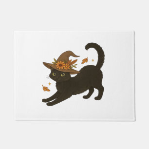 Stretching Black Cat – Witchy Autumn Classic T-Shi Doormat
