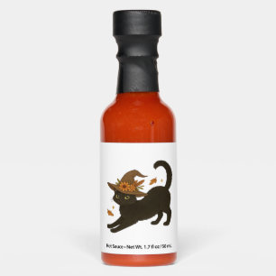 Stretching Black Cat � Witchy Autumn Classic T-Shi Hot Sauces