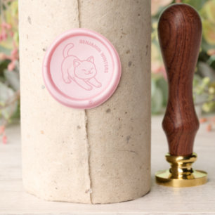 Stretching Cat Custom Name Wax Seal Stamp