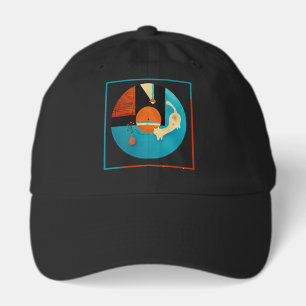 Stretching Cat Retro Record Illustration Hat