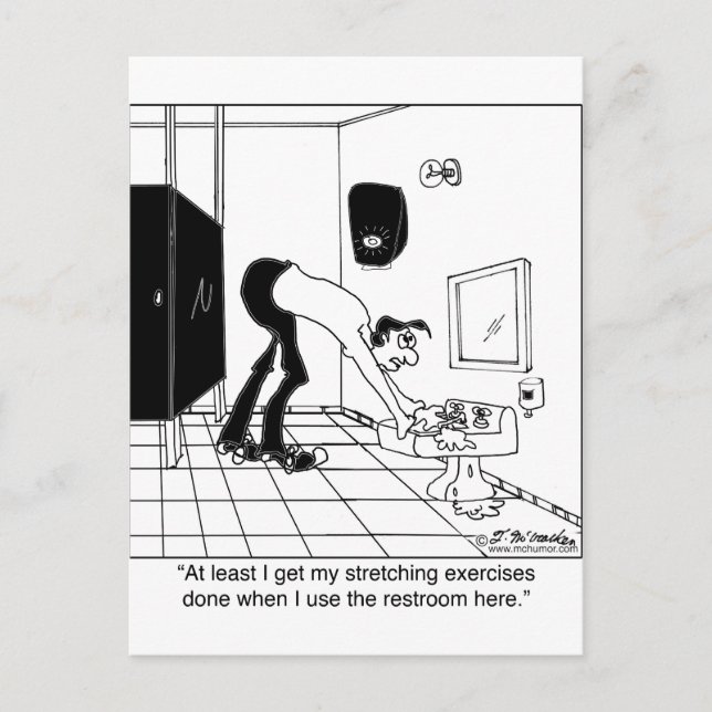 Stretching Exercises in a Restroom Postcard (Front)