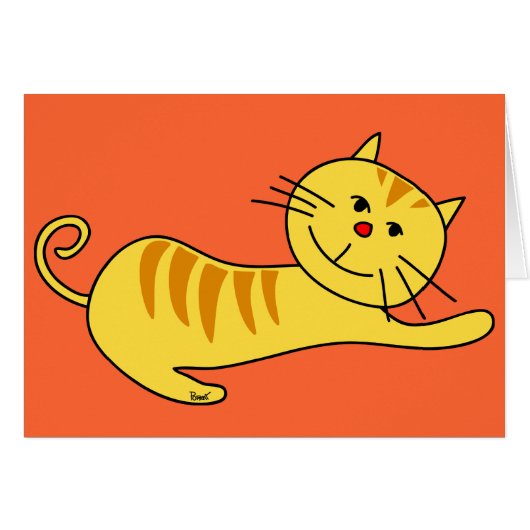 Stretching Lazily Cat Blank Card (Front Horizontal)