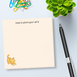 Stretching Orange Tabby Cat Beige Custom Text Post-it Notes